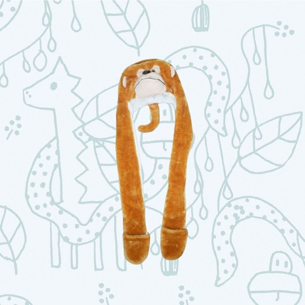 Kids Monkey Winter Hat with ear Flaps